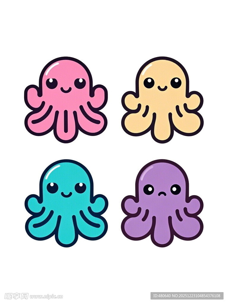 可爱多彩章鱼卡通形象