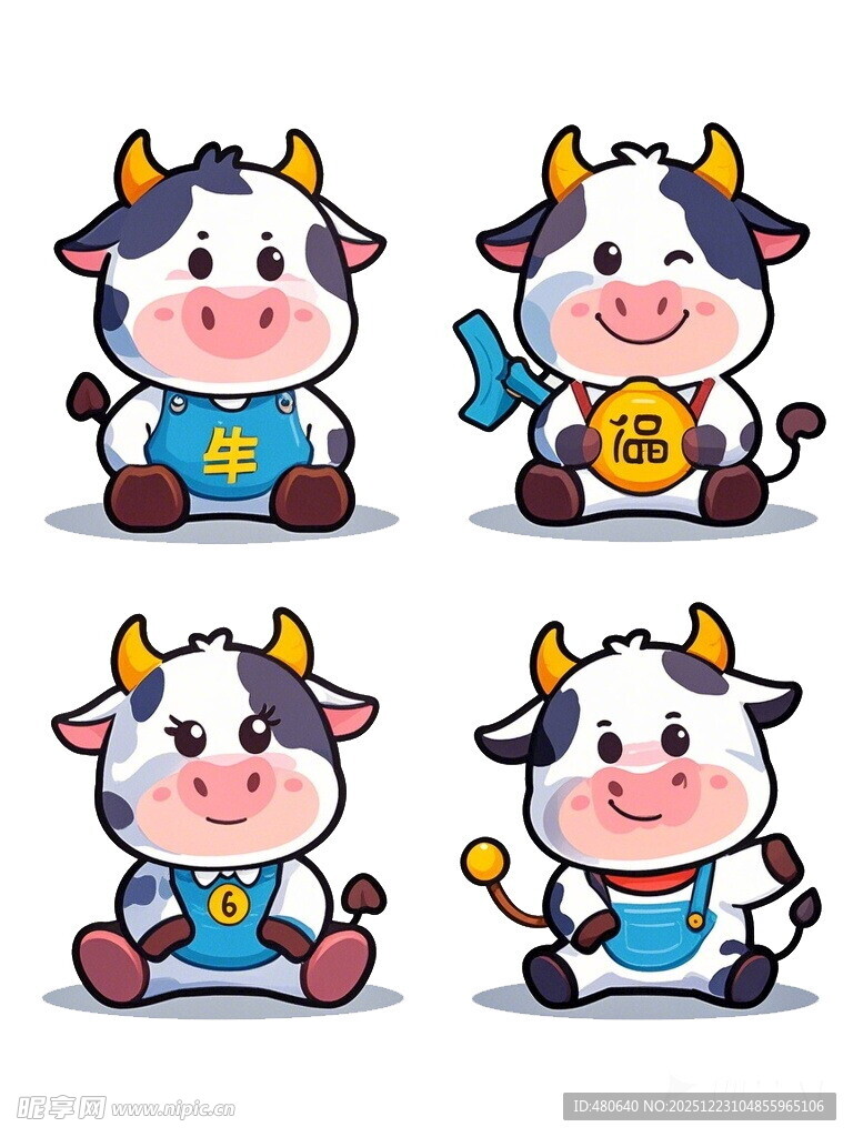 可爱卡通小牛形象集合