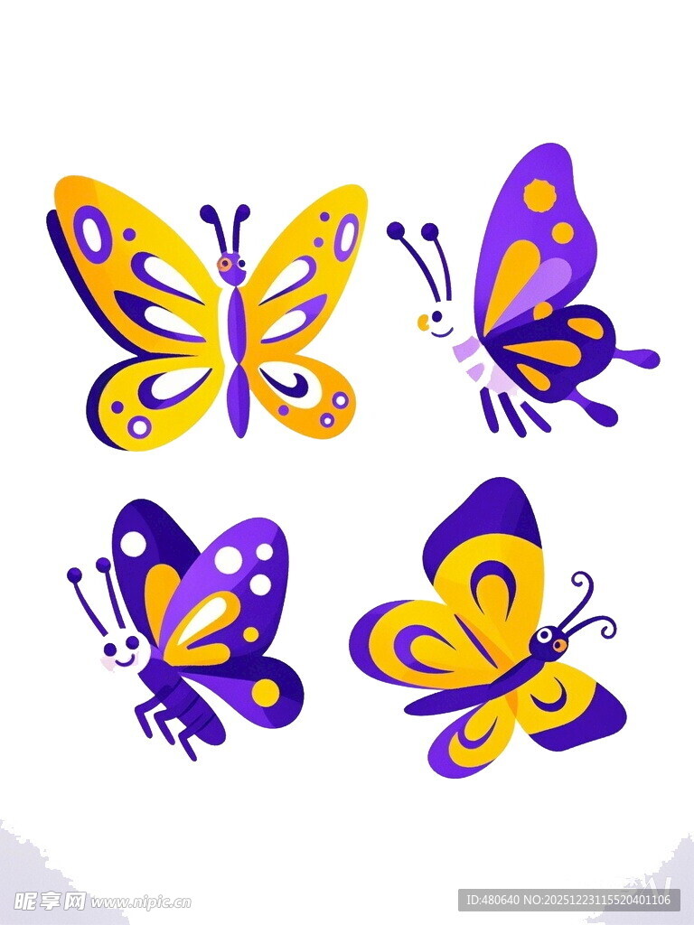 多彩蝴蝶图案设计素材