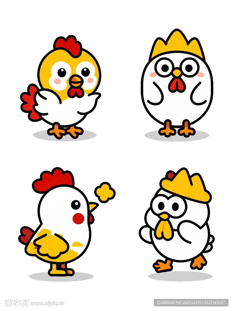 可爱小鸡卡通形象集合