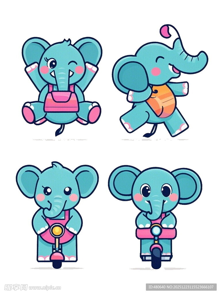可爱大象卡通形象集合