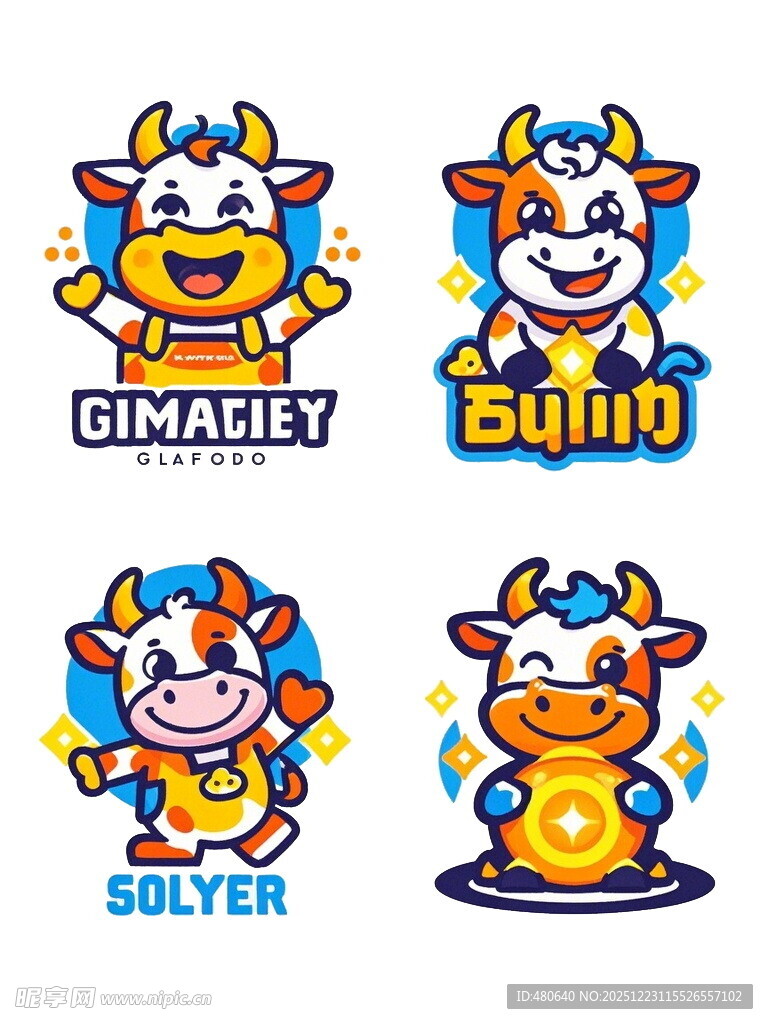 可爱卡通牛形象设计