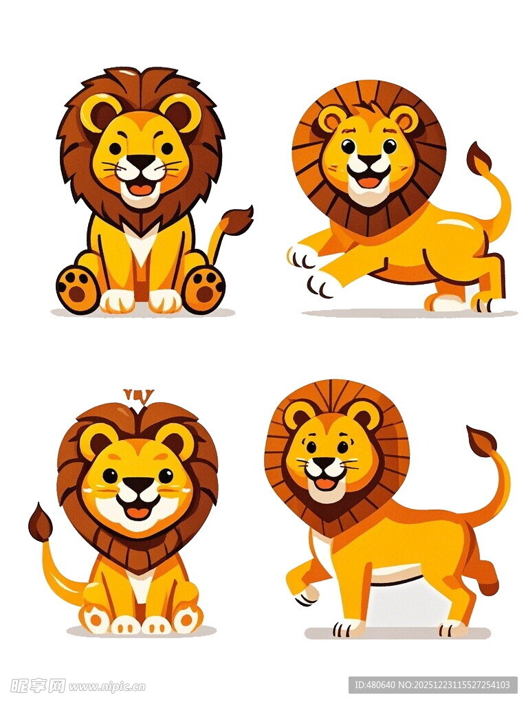 可爱卡通狮子形象集合