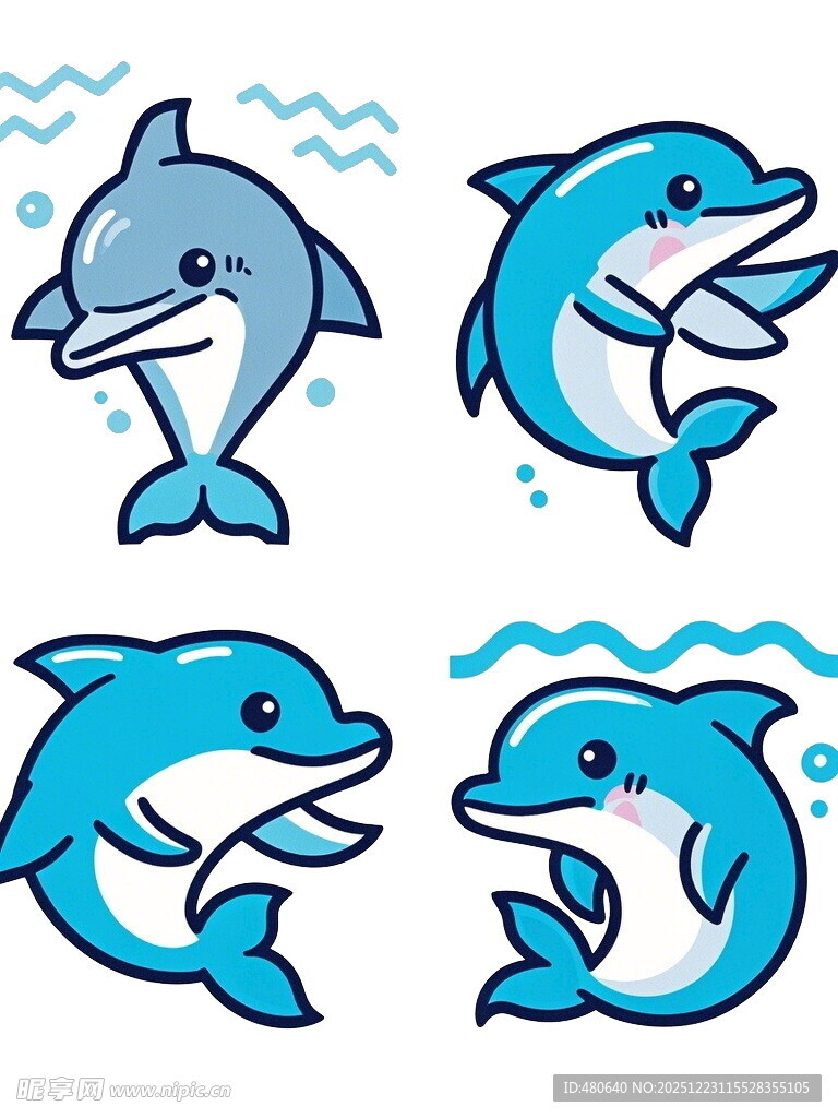可爱海豚卡通形象集合
