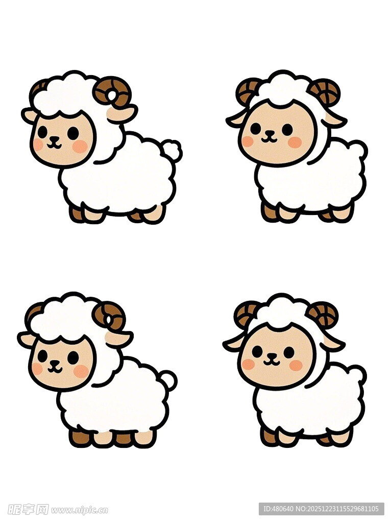 可爱卡通绵羊图案集合