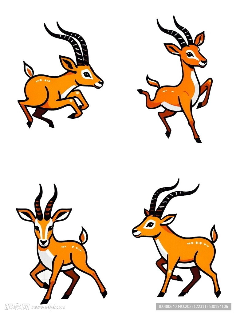 跳跃的羚羊插画