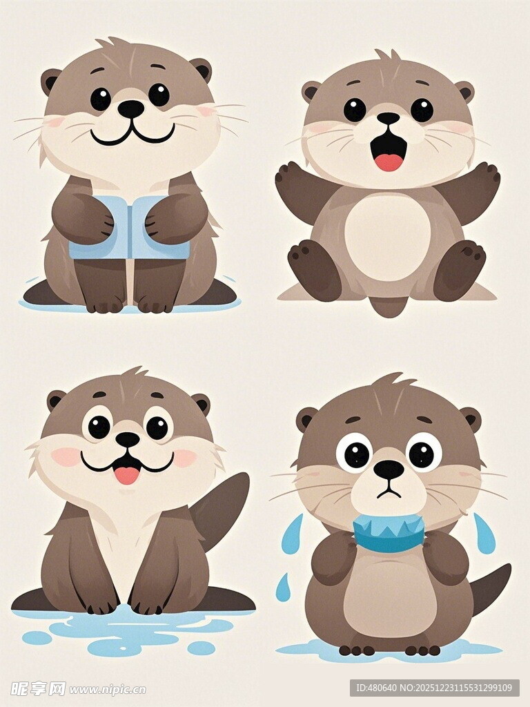 可爱水獭的多样萌趣瞬间