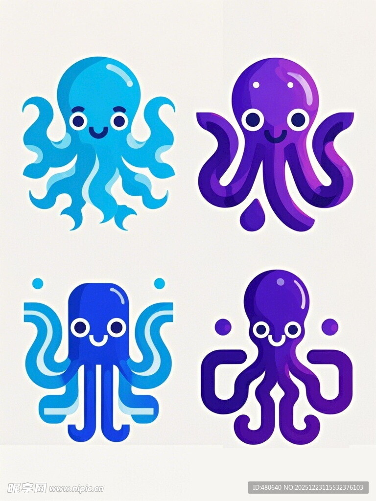 可爱章鱼卡通形象集合