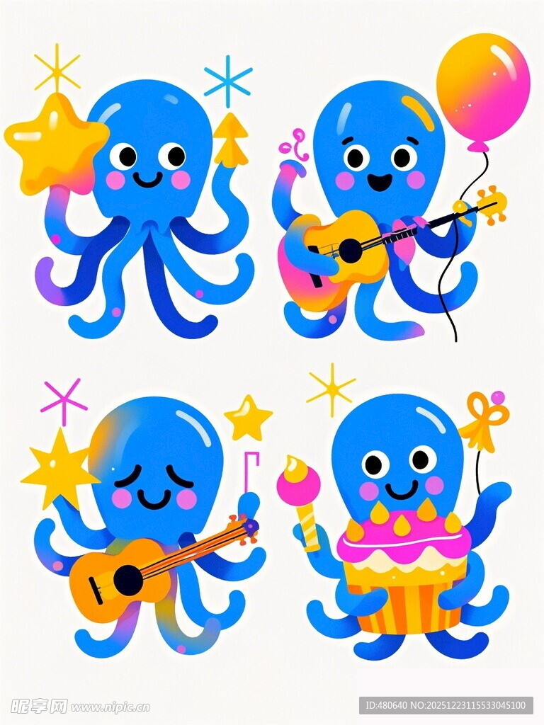 欢乐章鱼乐队卡通形象