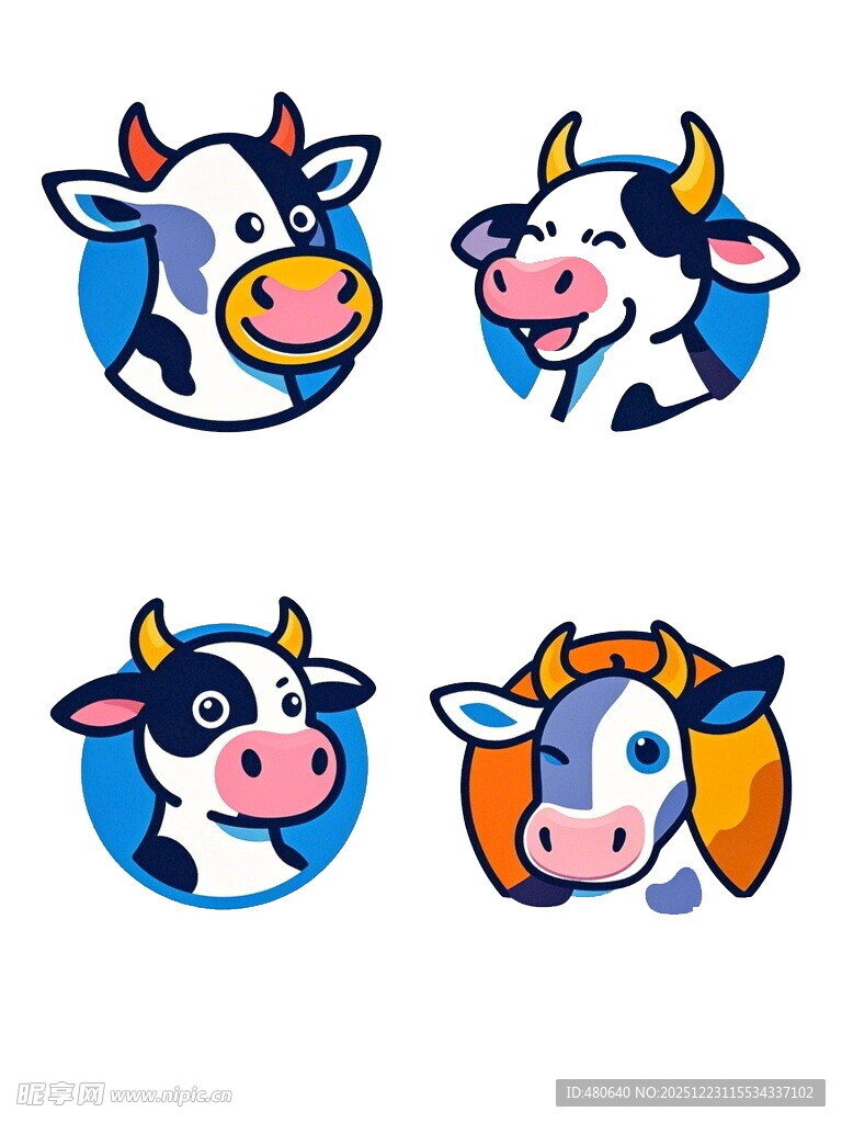 可爱奶牛头像设计集合