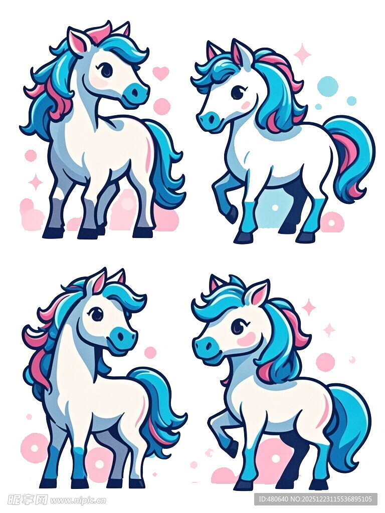 可爱多彩小马卡通形象