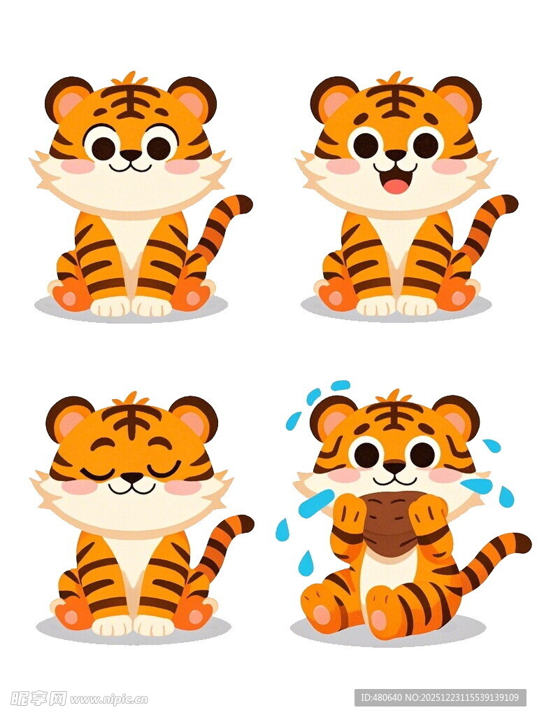 可爱小老虎的多样表情