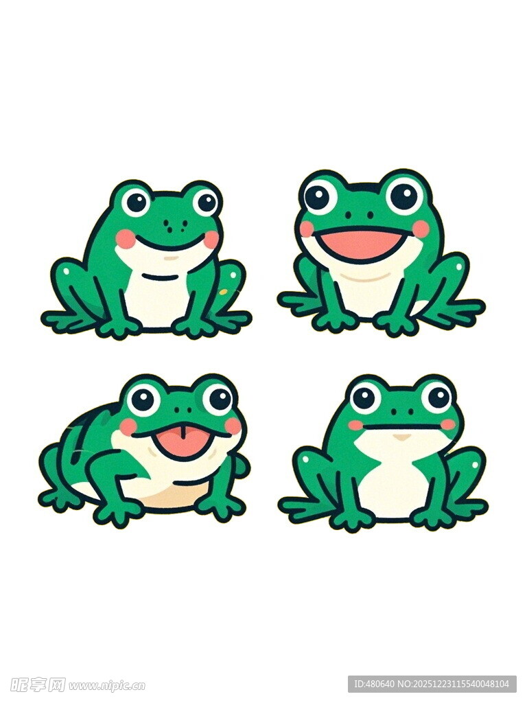 四只可爱青蛙卡通形象