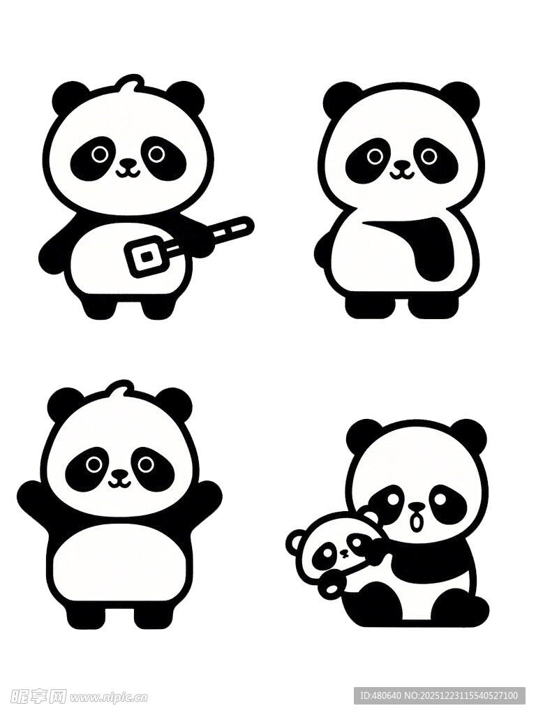 可爱熊猫卡通形象集合