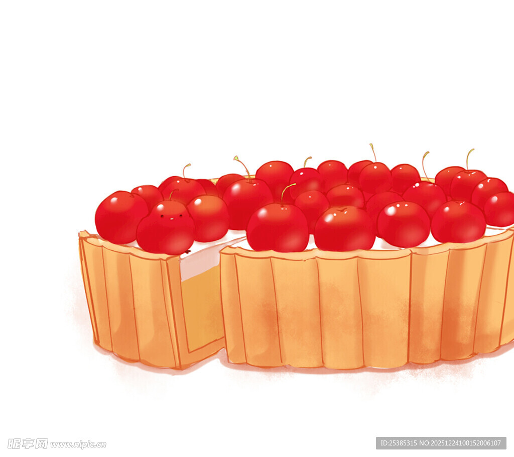 樱桃塔插画美味诱人