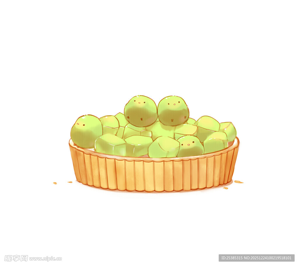 抹茶水果塔插画