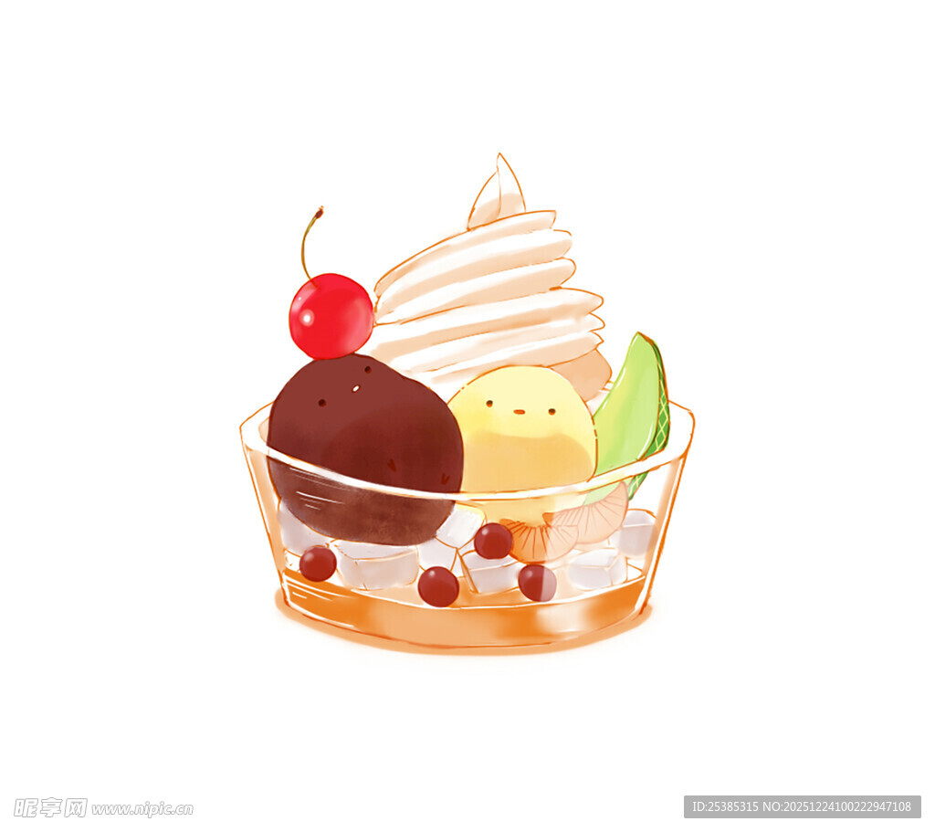 美味三色冰淇淋杯