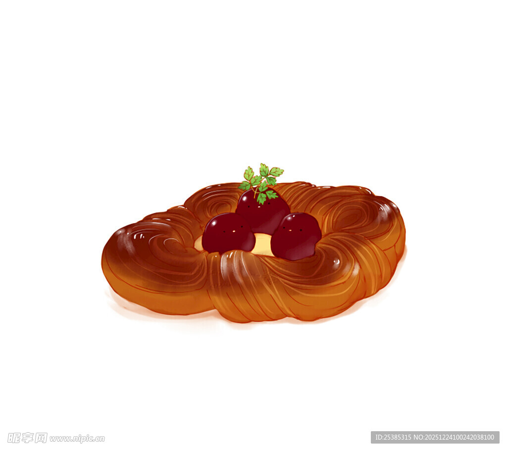 美味樱桃装饰的精致糕点