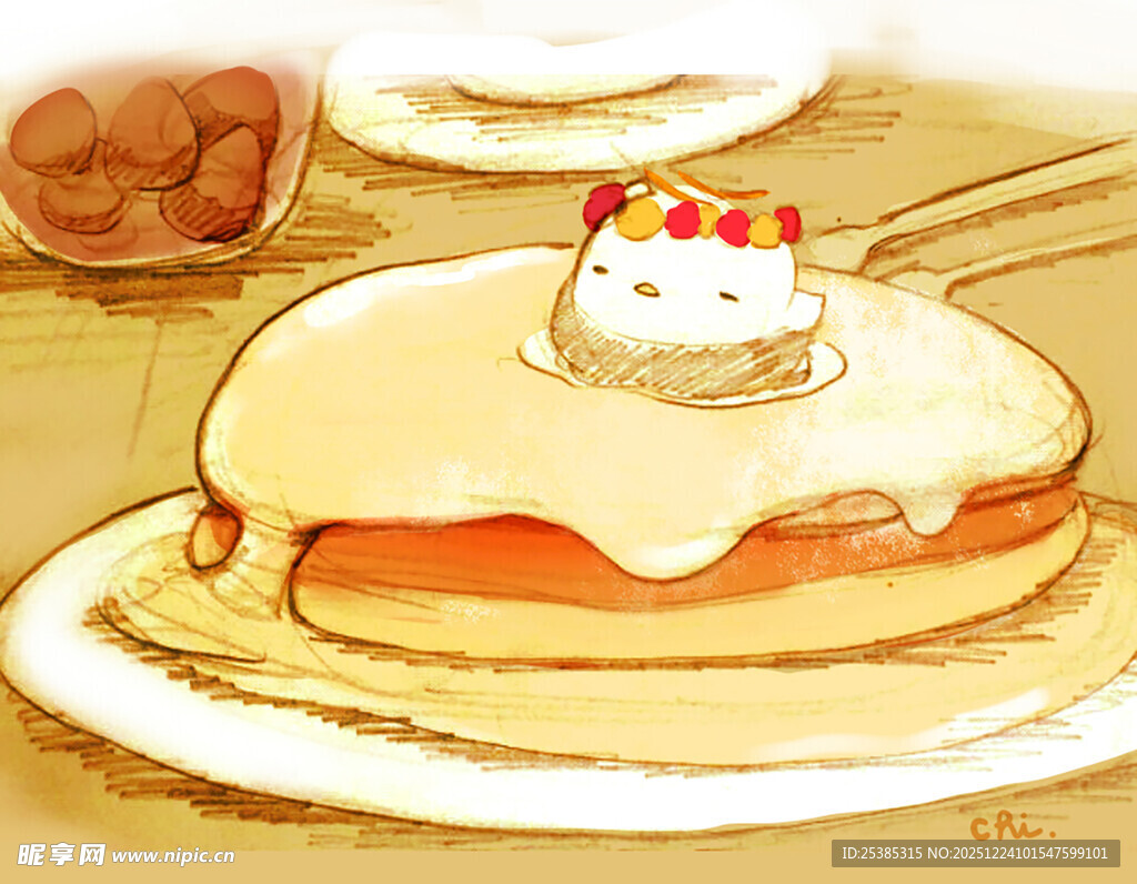 美味松饼配精致奶油