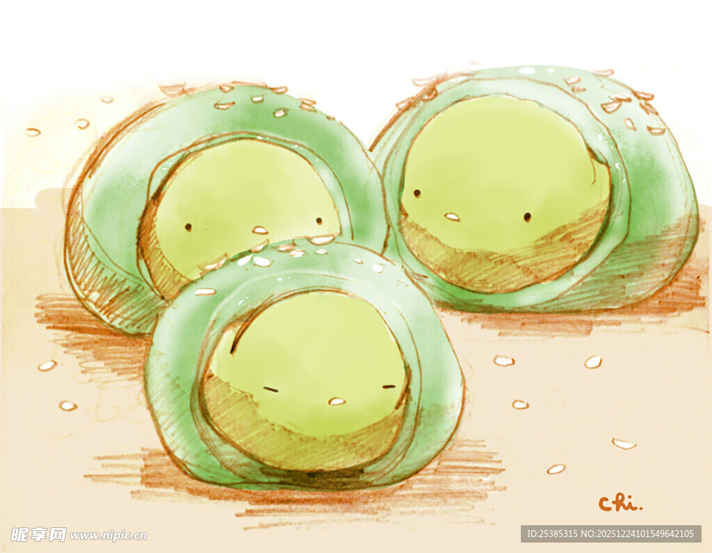 抹茶口味糯米糍甜点