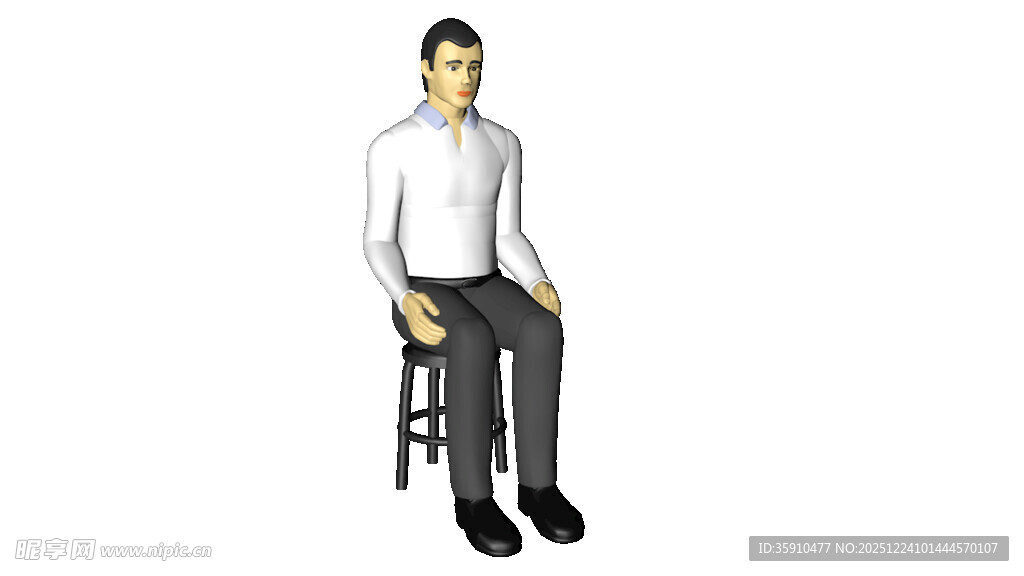 商务男士人物坐立3D透明底图