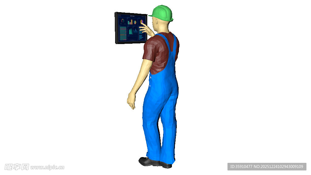 工装男士人物作业3D透明底图