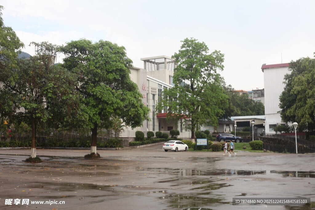 城市街道雨后积水景象