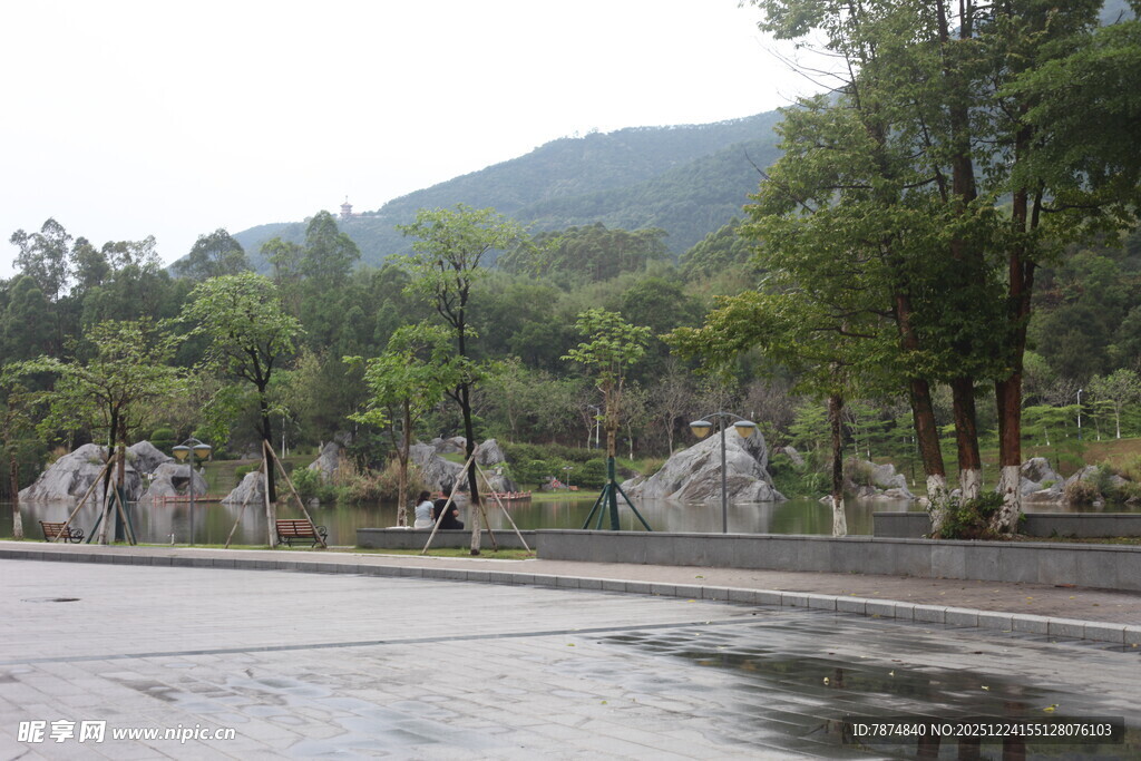 山间雨后湿润的开阔景致