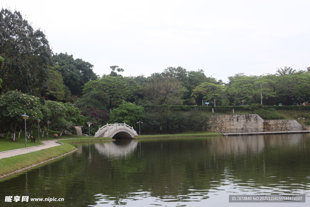 湖畔拱桥 绿意环绕的景致