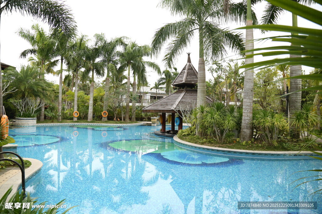热带风情泳池景观