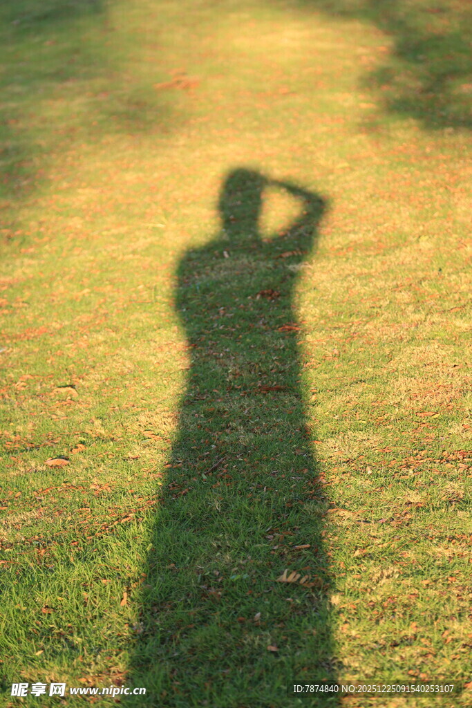 阳光下的人影剪影