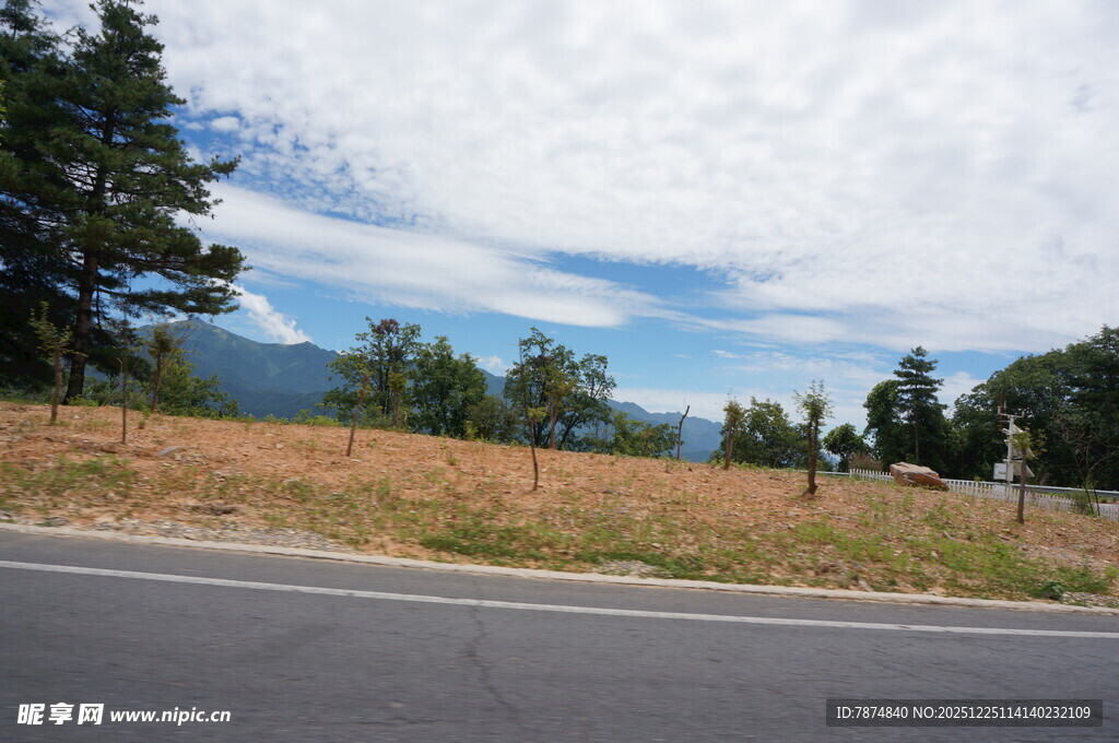 公路旁的开阔自然风景