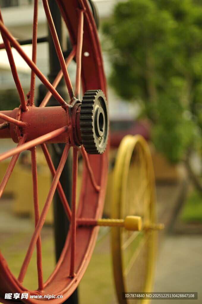 复古金属车轮特写
