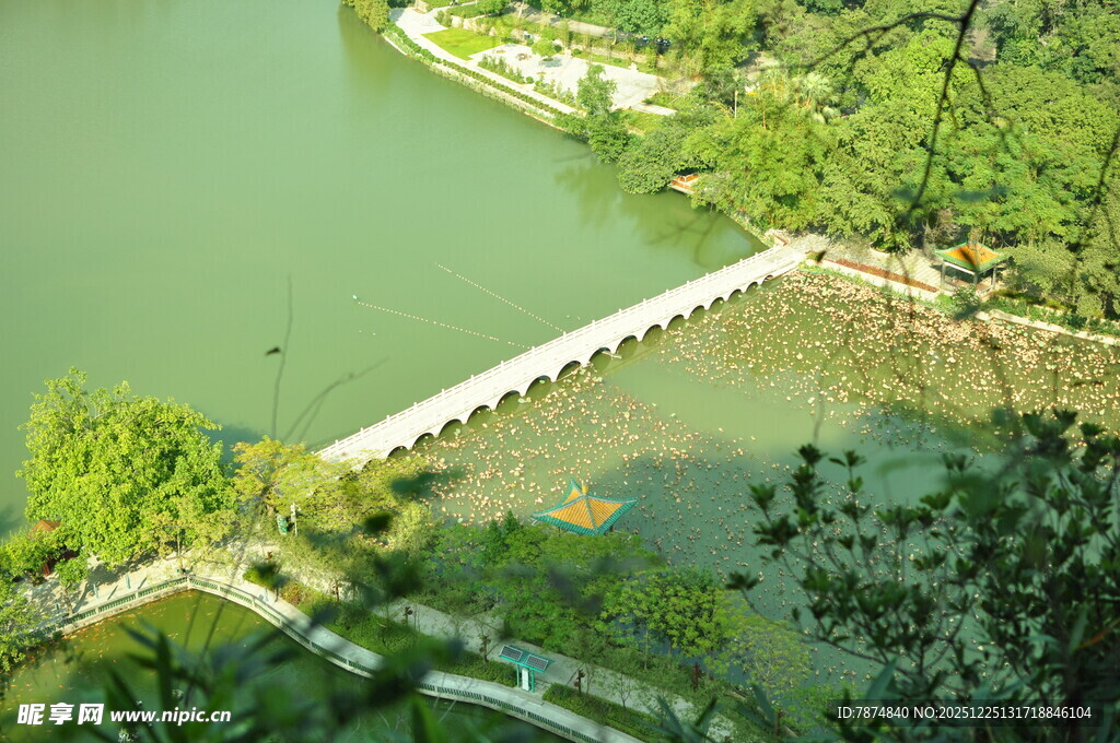 俯瞰绿水间的长桥美景