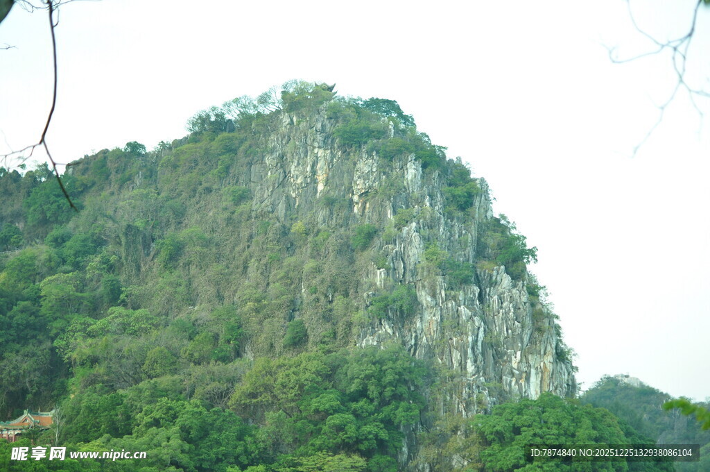 翠绿山峦 岩石隐于植被间