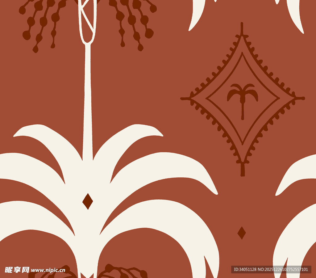 棕底白纹植物图案纹理