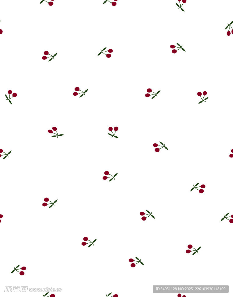 樱桃图案的简约白色背景