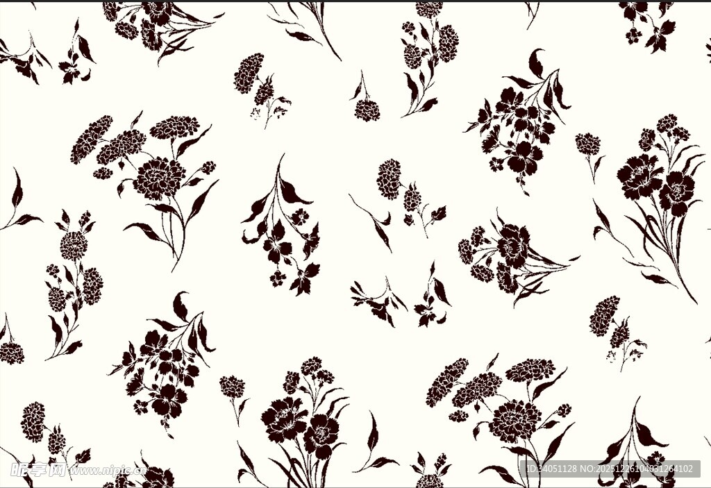 黑白花卉图案纹理背景