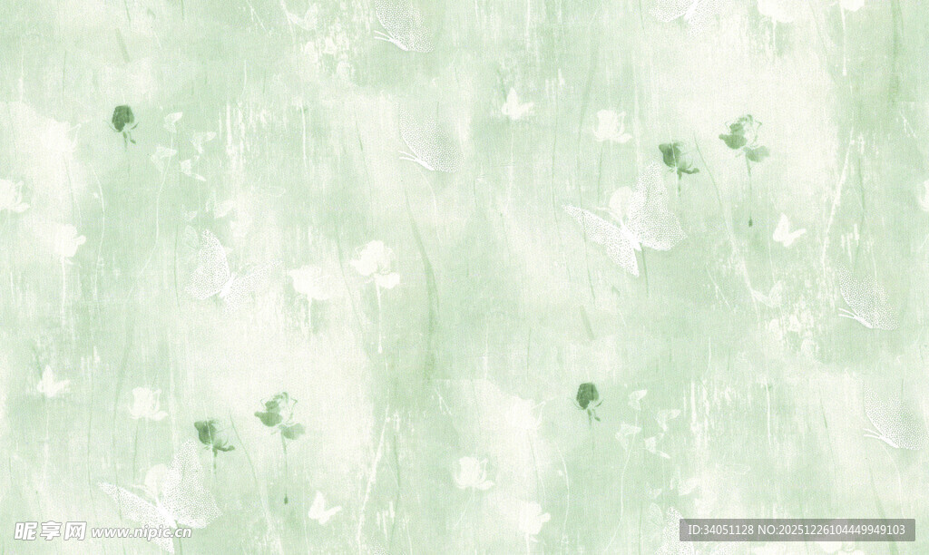 淡绿色花卉纹理背景图