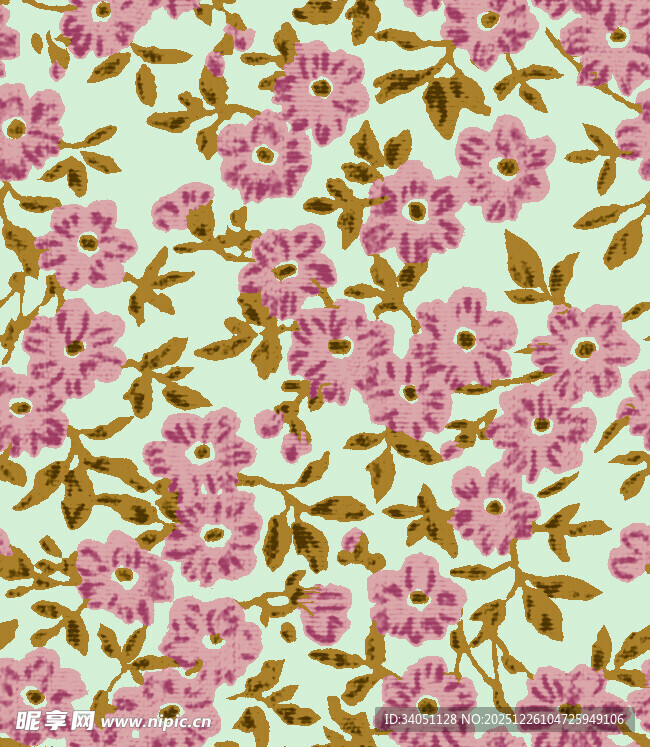 粉色花卉图案布料纹理