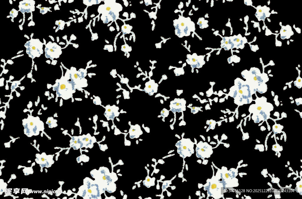 黑色背景上的白色碎花图案