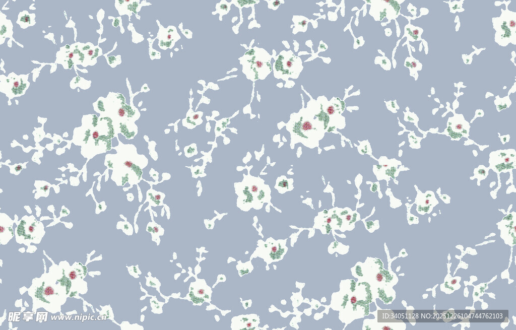 浅蓝色花卉图案布料