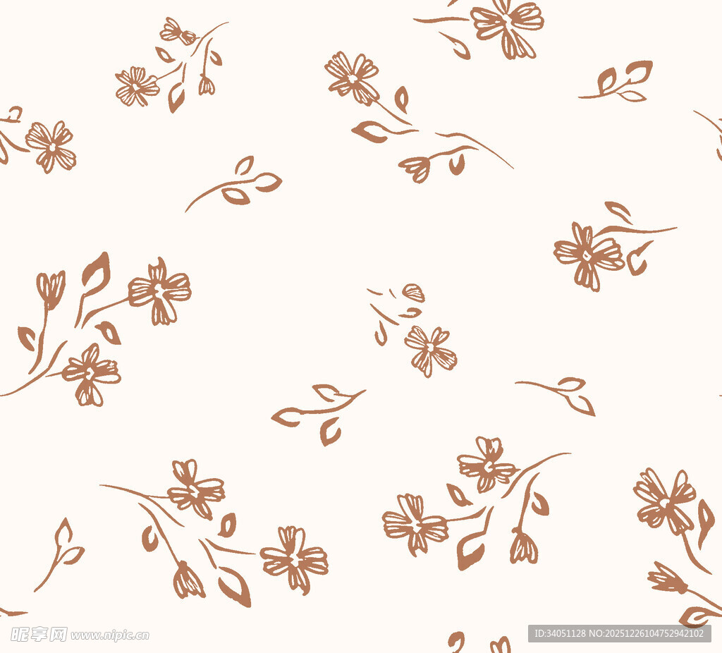 棕色花卉图案背景纹理