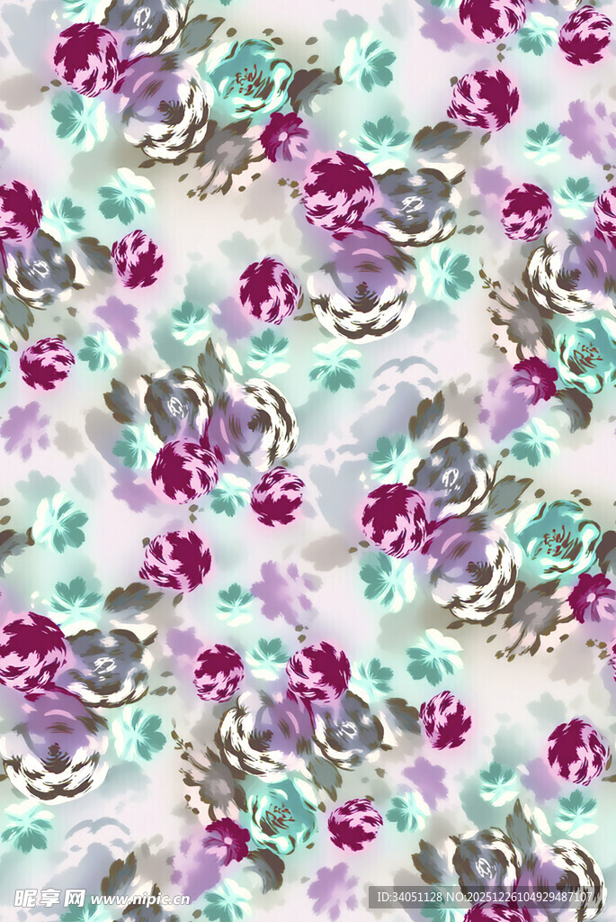 花卉图案多彩浪漫印花