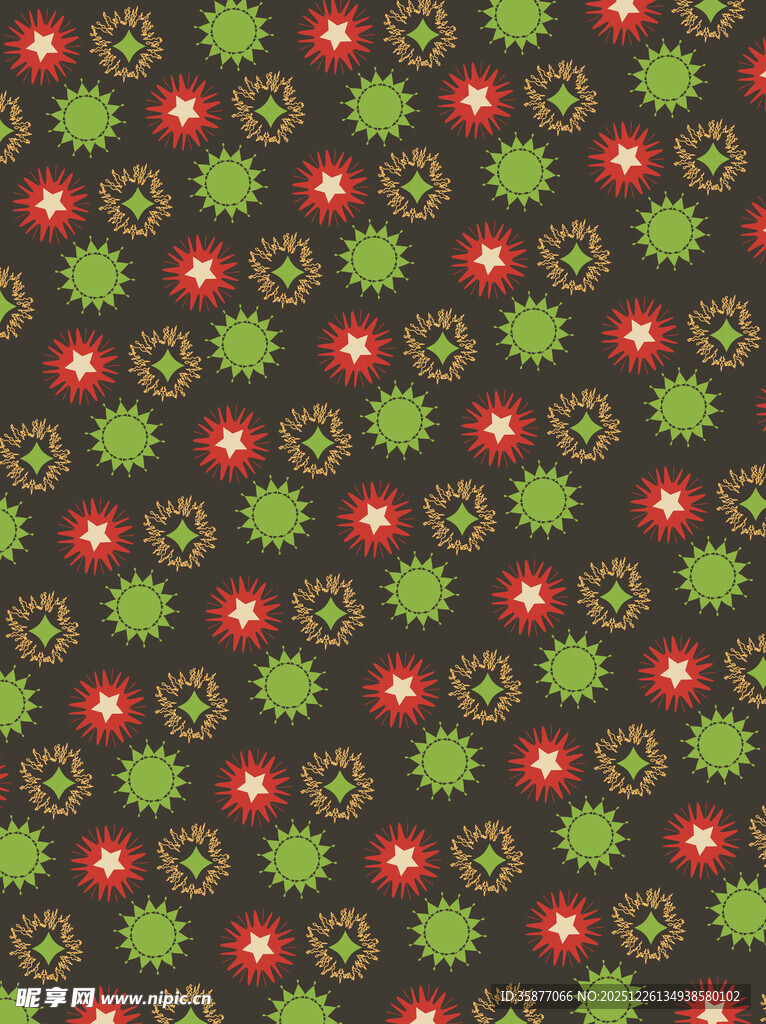 复古风红绿花朵图案背景