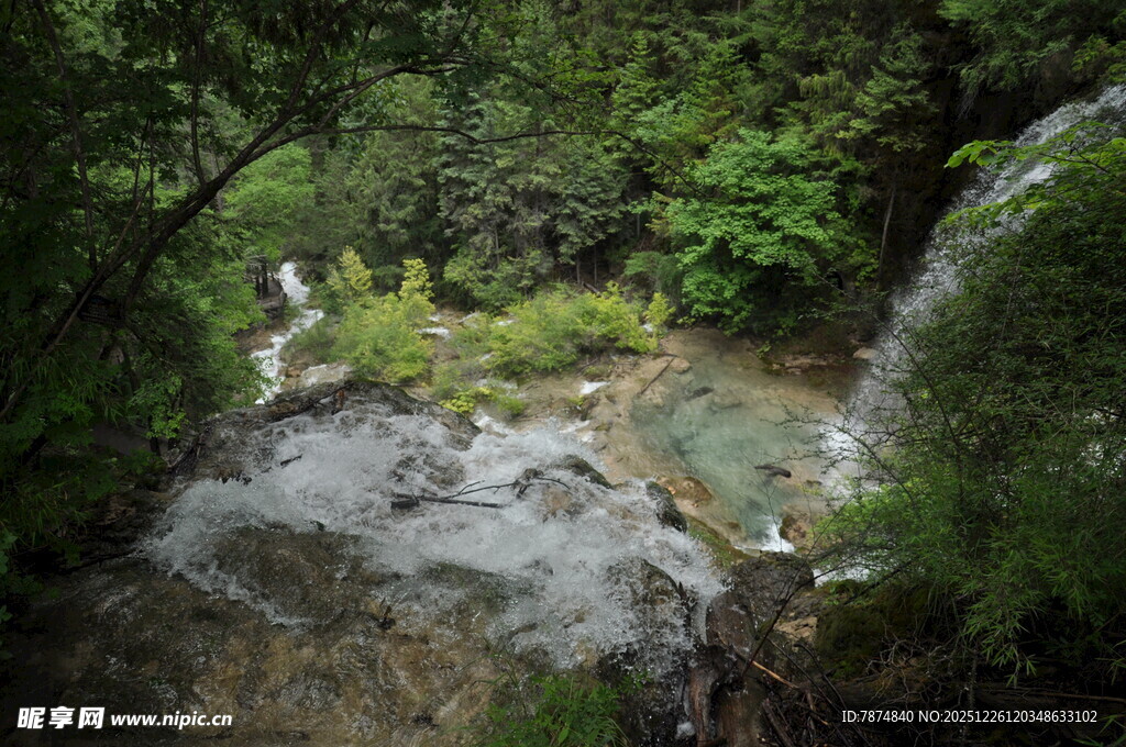 山间清幽溪流与绿植景观