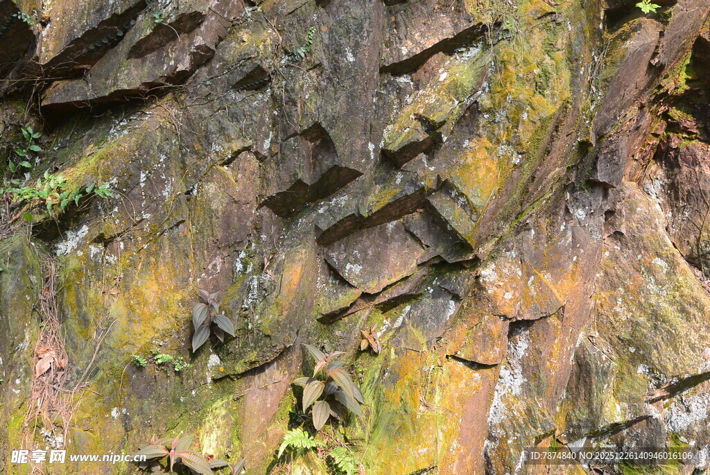 古老斑驳的岩石纹理