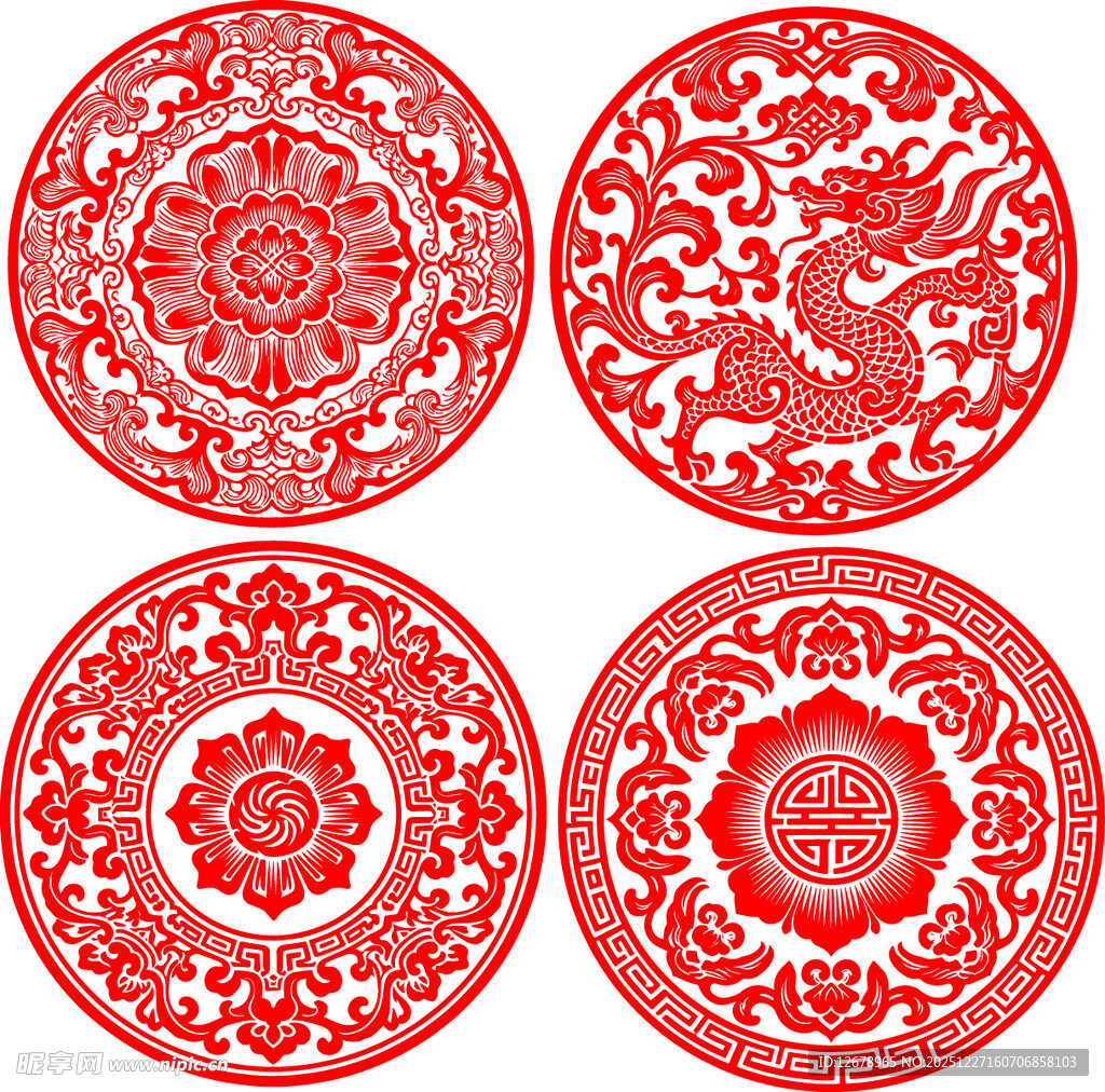 传统中式红色花纹图案