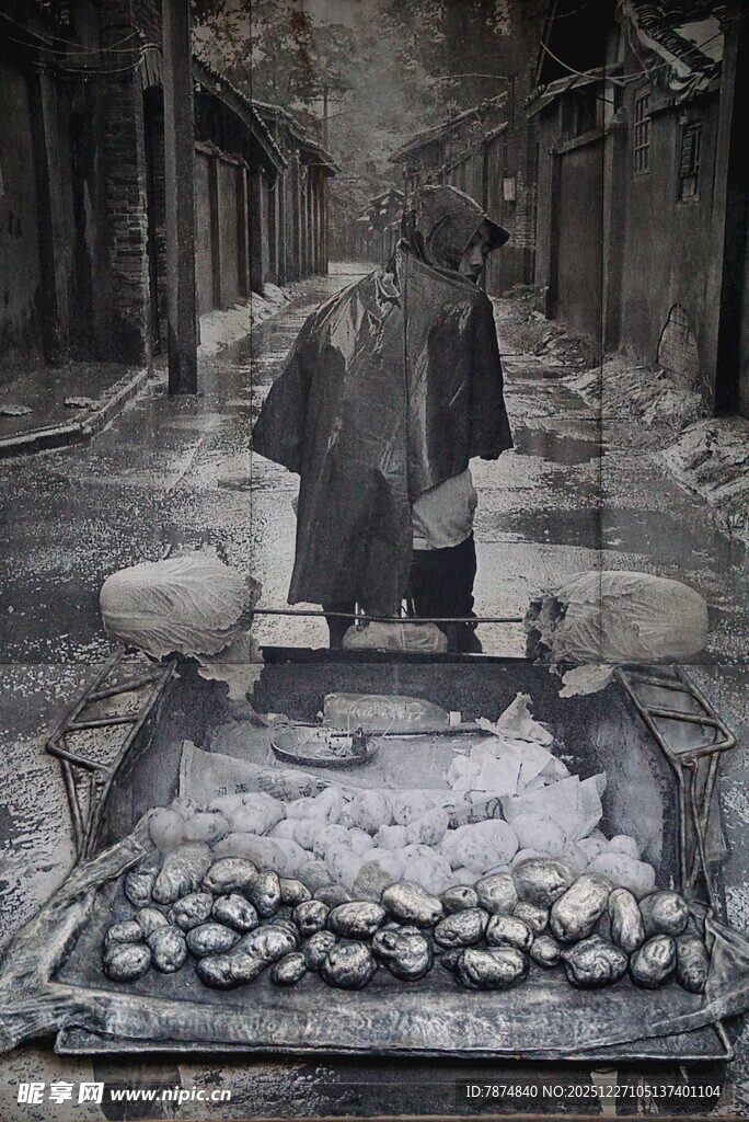 街头烤制食物的传统场景