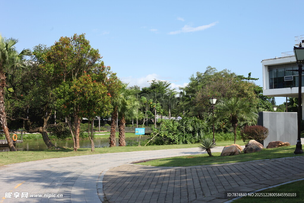 户外静谧园林景观小路